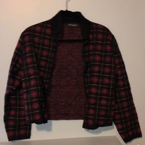 Vintage Fleeced Plaid Zipper Jacket